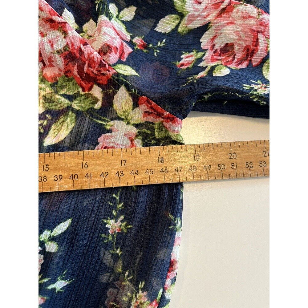Abercrombie & Fitch Semi Sheer Womens Top Size Small Navy Floral Peasant - Picture 5 of 7